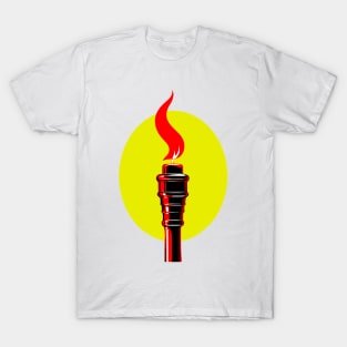 burning flame on a yellow background T-Shirt